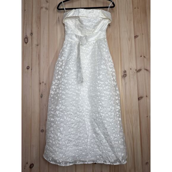 NWT Lulus Enviable Grace White Burnout Strapless Belted Midi Dress Wedding Sz M - Picture 2 of 7
